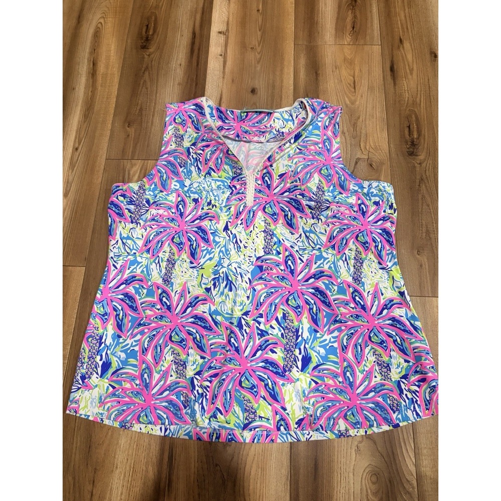Anthony's Resort Wear Colorful Floral Tank Top Stretchy Women's XL Beach Summer